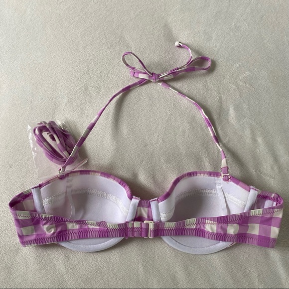 NWT J. Crew Purple & White Gingham Underwire Bikini Top 34A - Picture 3 of 6